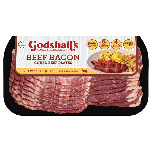 Godshall's Real Wood Smoked Cured Beef Bacon Plates Sliced