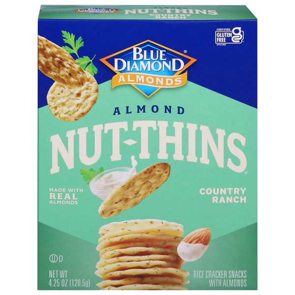 Blue Diamond Almond Nut-Thins Gluten Free Country Ranch Rice Crackers