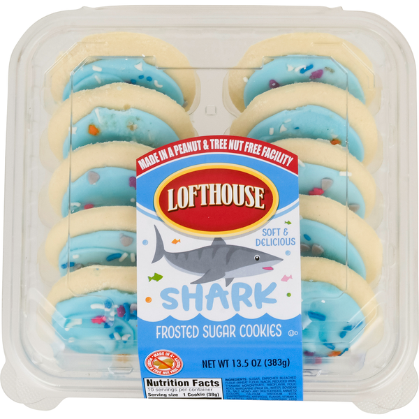 Lofthouse Shark Frosted Sugar Cookies - 10 ct