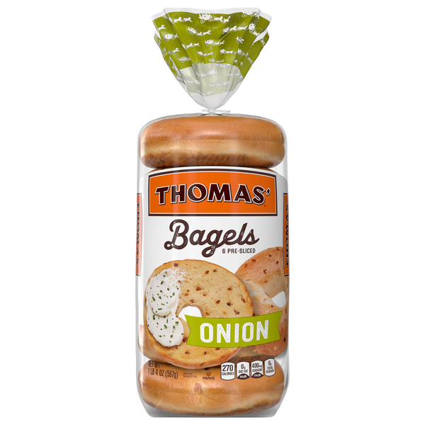 Save on Thomas' Bagels Onion 6 ct Order Online Delivery MARTIN'S