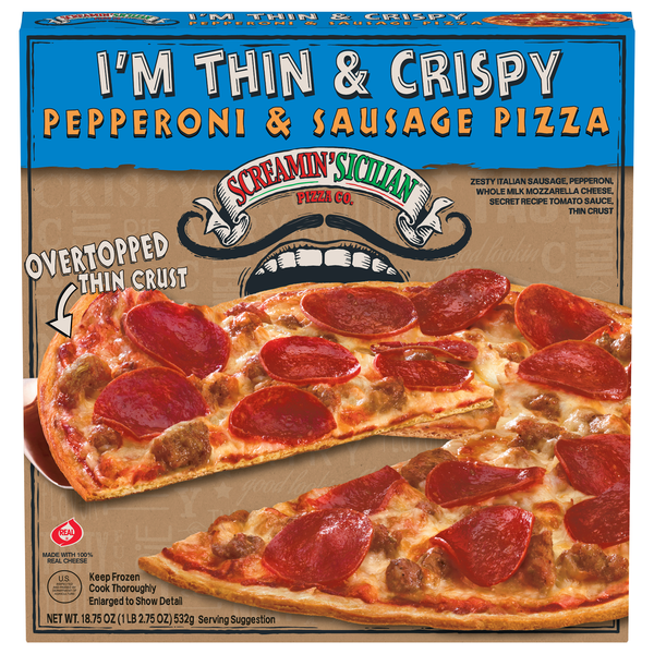Screamin' Sicilian Thin & Crispy Pepperoni & Sausage Pizza Frozen