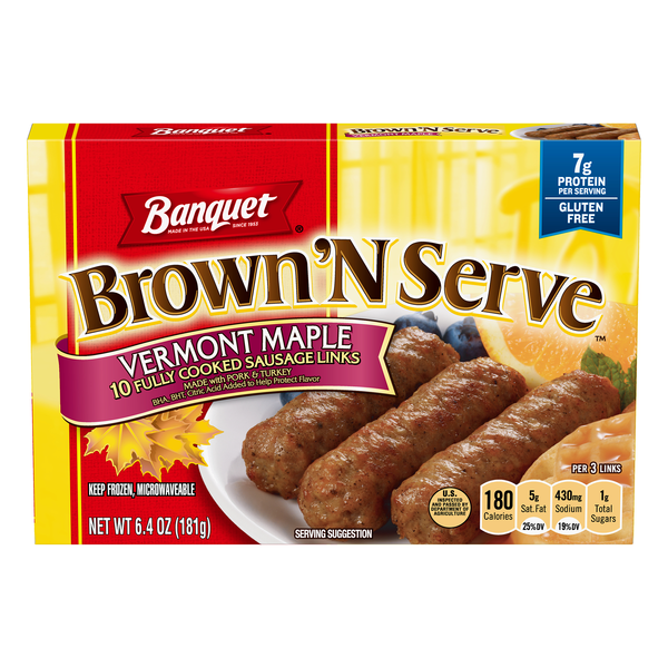 Banquet Brown 'N Serve Vermont Maple Breakfast Sausage Links 10 ct Frozen