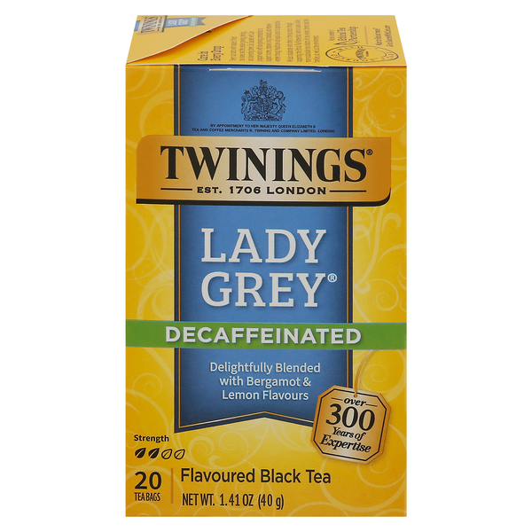 Twinings Decaffeinated Lady Grey Black Tea Bags