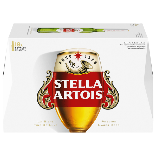Stella Artois Premium Lager Beer - 18 pk