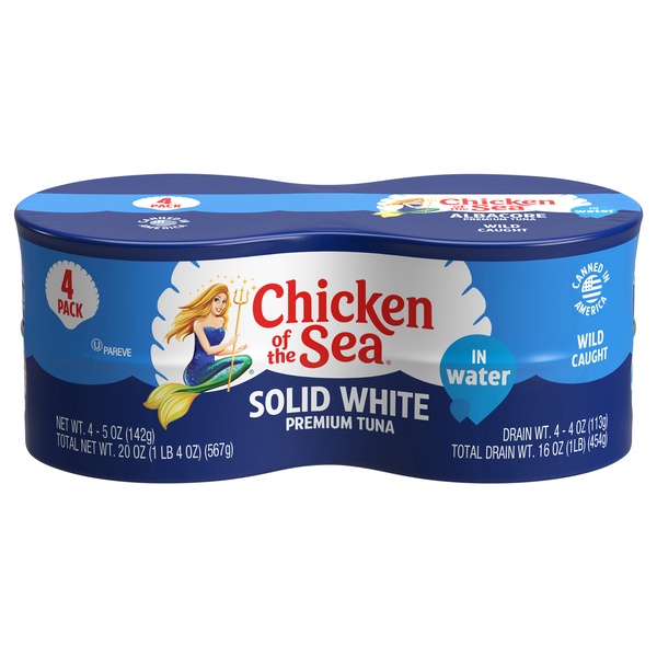 Chicken of the Sea Wild Caught Solid White Premium Tuna in Water - 4 ct