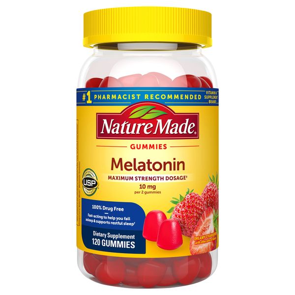 Nature Made Strawberry Flavored Melatonin 10mg Gummies Value Size