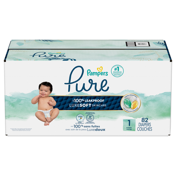 Pampers Pure Protection Size 1 Baby Diapers 8-14 lb
