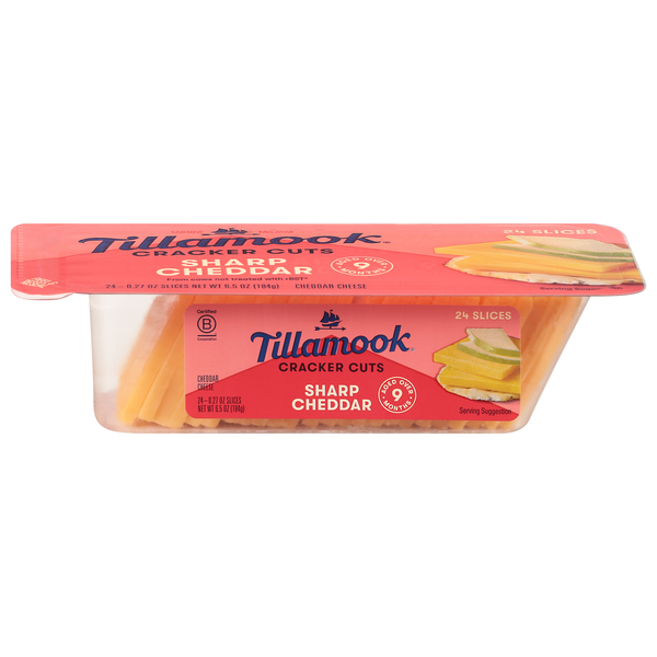 Tillamook Sharp Yellow Cheddar Cheese Cracker Cut Slices - 24 ct