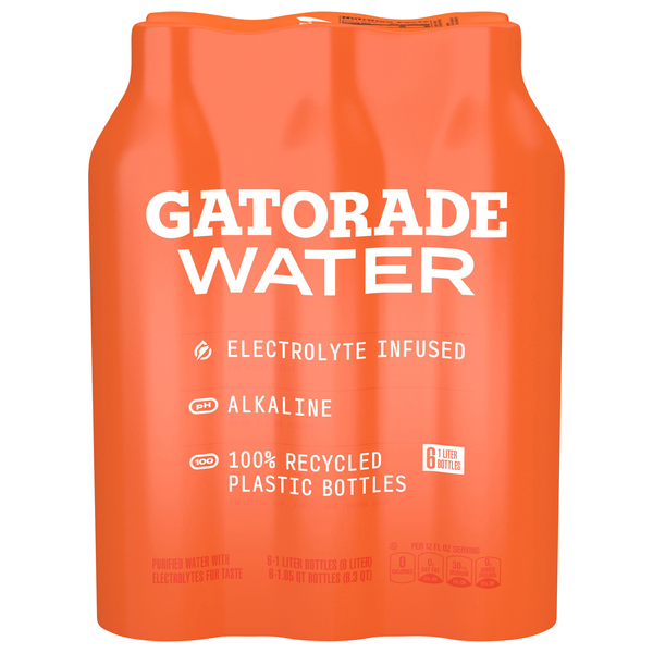 Gatorade Unflavored Purified Water with Electrolytes - 6 pk