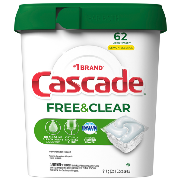 Save on Cascade Free & Clear Dishwasher Detergent ActionPacs Lemon