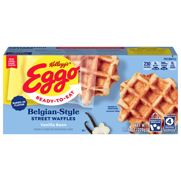 Eggo Ready To Eat Vanilla Bean Belgian-Style Street Waffles - 4 ct