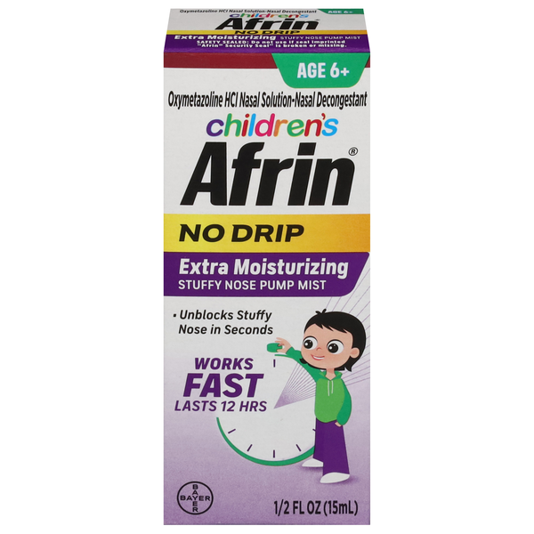 Afrin Children's No Drip Extra Moisturizing Stuffy Nose Pump Mist Ages 6+