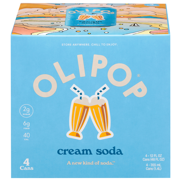 Olipop Cream Prebiotic Soda - 4 pk