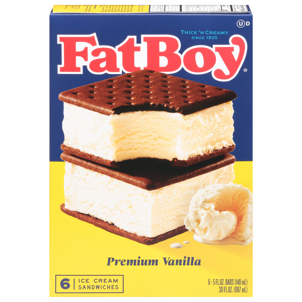 Save on Fatboy Ice Cream Sandwiches Premium Vanilla 6 ct Order Online