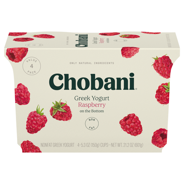 Chobani Non Fat Raspberry on the Bottom Greek Yogurt Cup - 4 ct
