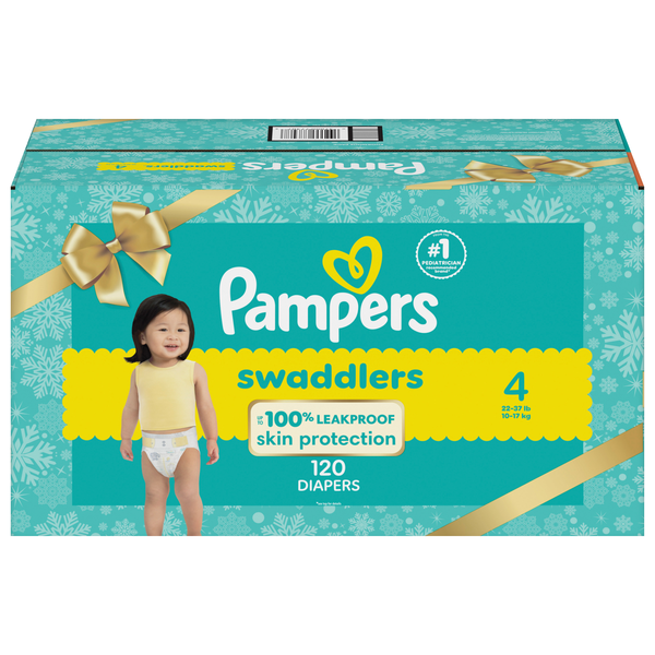 Pampers Swaddlers Size 4 Baby Diapers 22-37 lb