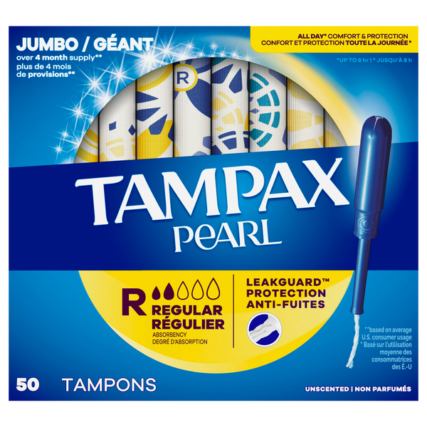 Tampax Pearl Unscented Regular Tampons Jumbo