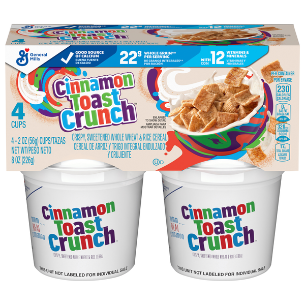 Cinnamon Toast Crunch Breakfast Cereal Cups - 4 ct