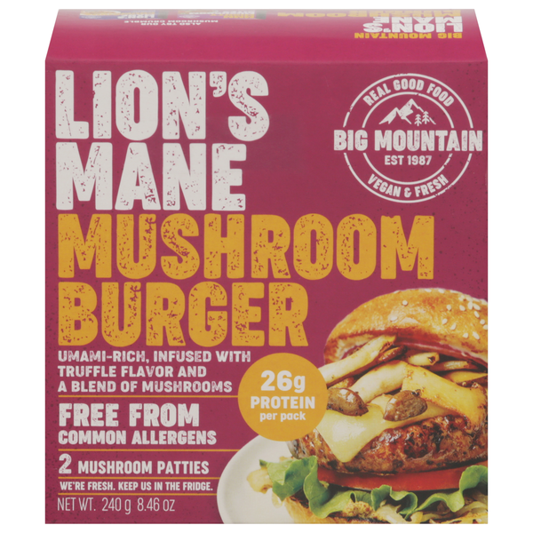 Big Mountain Lion's Mane Vegan Truffle Mushroom Burger - 2 ct Refrigerated