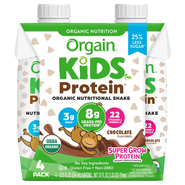 Orgain Kids Organic Chocolate Protein Nutritional Shakes - 4 pk