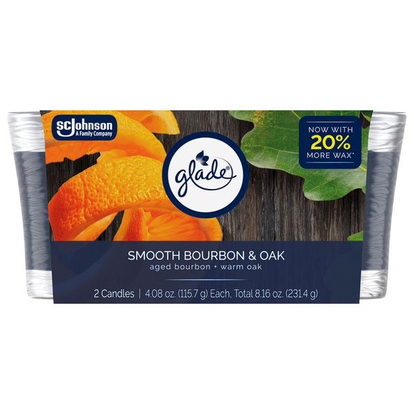 Glade Smooth Bourbon & Oak Candles - 2 ct