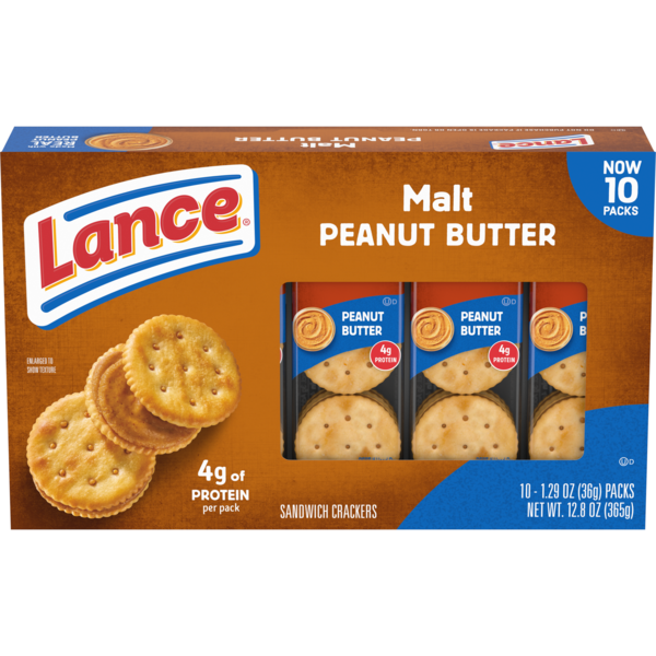 Lance Malt Peanut Butter Sandwich Crackers - 10 ct