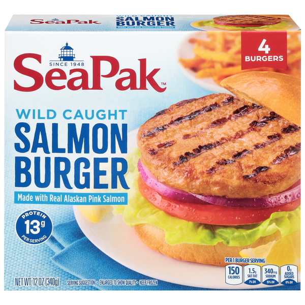 SeaPak Wild Caught Alaskan Salmon Burgers - 4 ct Frozen