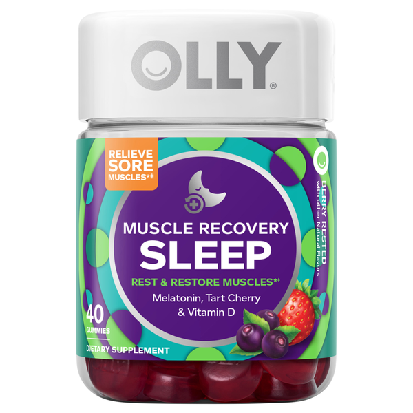 OLLY Muscle Recovery Sleep Melatonin & Vitamin D Berry Rested Gummies