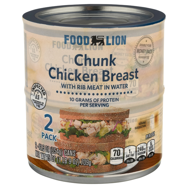 Food Lion Chunk Chicken Breast in Water - 2 ct