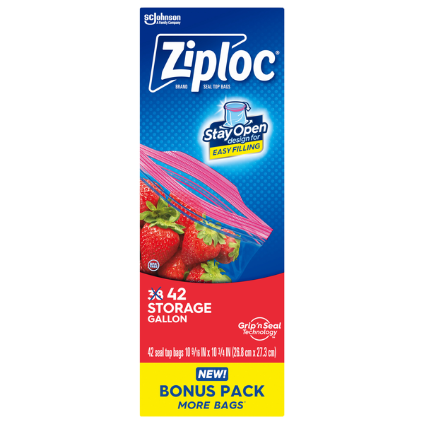 Ziploc Stay Open Gallon Storage Bags