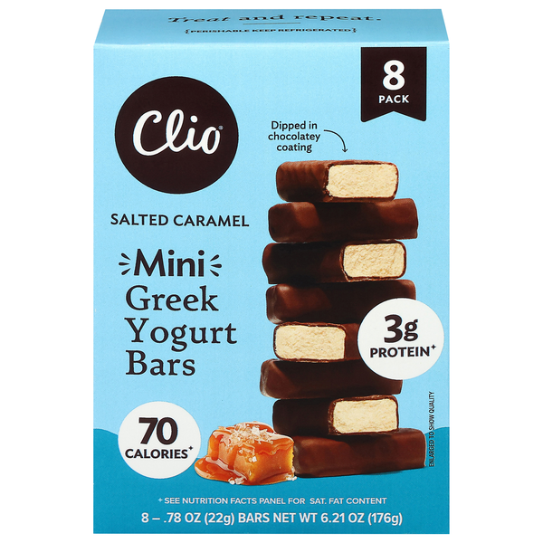 Clio Mini Salted Caramel Greek Yogurt Bars - 8 ct Refrigerated