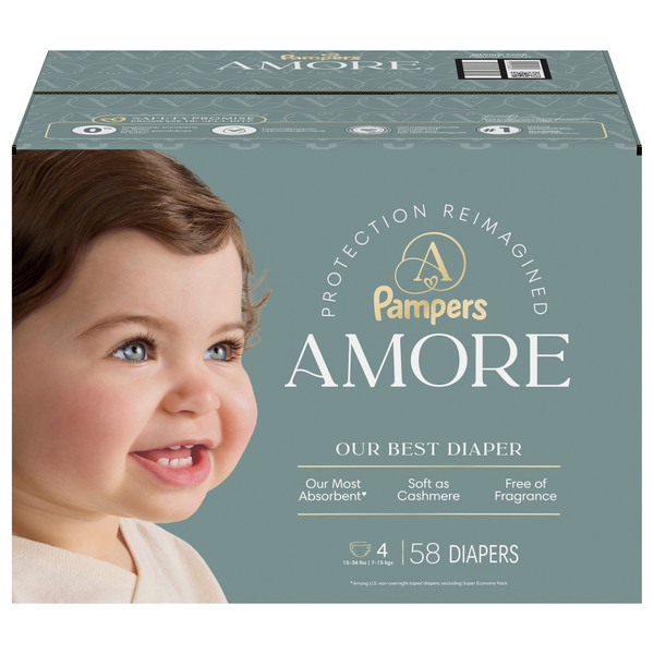 Pampers Amore Size 4 Baby Diapers 15-34 lb