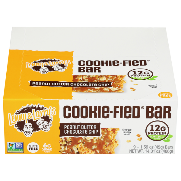 Lenny & Larry's Peanut Butter Choc Chip 12g Plant Protein Cookie Bar 9 ct