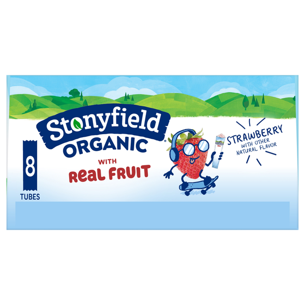 Stonyfield Organic Kids Low Fat Strawberry Yogurt Tubes - 8 ct