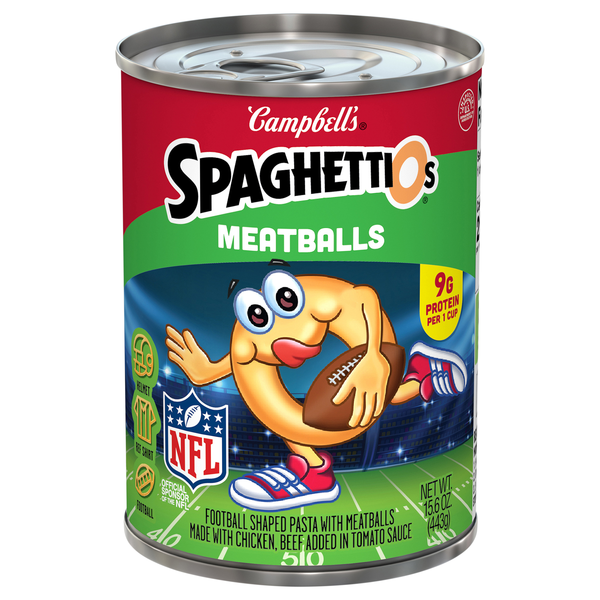 Campbell's SpaghettiOs Pasta Football Shapes with Meatballs