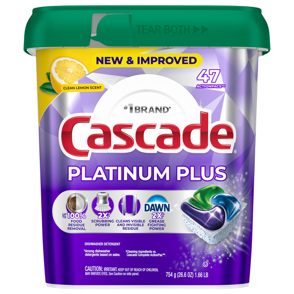 Cascade Platinum Plus Dawn Clean Lemon Dishwasher Detergent ActionPacs