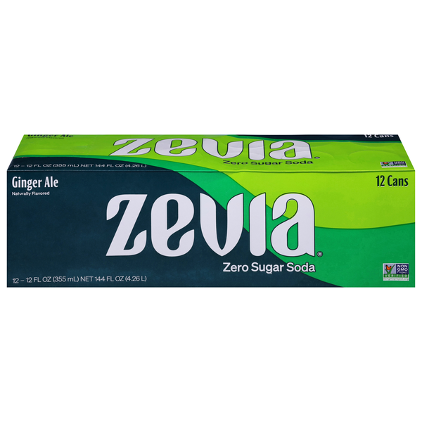 Zevia Caffeine Free Zero Sugar Ginger Ale Soda - 12 pk