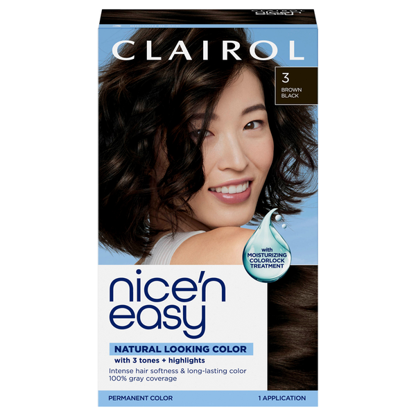 Clairol Nice 'n Easy Permanent Hair Color Brown Black 3