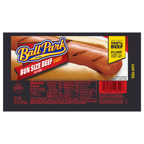 Ball Park Bun Size Beef Franks - 8 ct