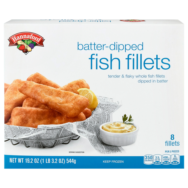 Hannaford Batter-Dipped Fish Fillets - 8 ct Frozen