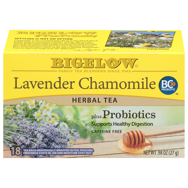 Bigelow Caffeine Free Lavender Chamomile + Probiotics Herbal Tea Bags