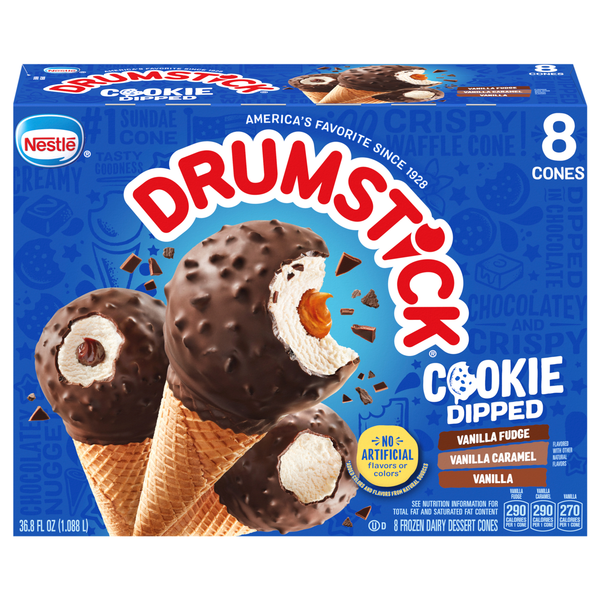 Nestle Drumstick Cookie Dipped Variety Dairy Dessert Sundae Cones - 8 ct