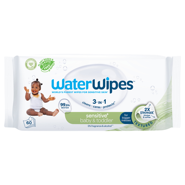 WaterWipes Sensitive+ 99.9% Water Based Textured Baby & Toddler Wipes