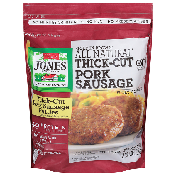 Jones Dairy Farm Golden Thick-Cut Pork Breakfast Sausage Patties apx 17 ct