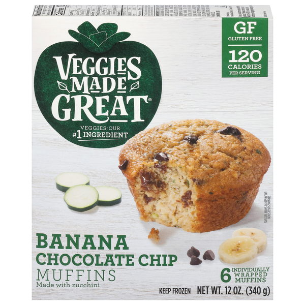 Veggies Made Great Gluten Free Banana Chocolate Chip Muffins - 6 ct Frozen
