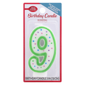 Betty Crocker Green with Dots Numeral Birthday Candle #9