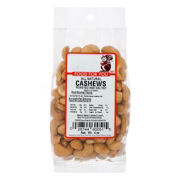 Food For You All Natural Cashews Roasted Salted