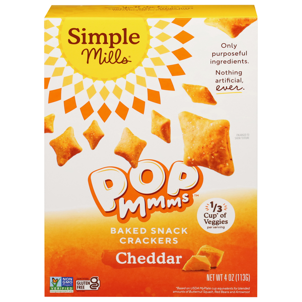 Simple Mills Gluten Free Pop Mmms Baked Cheddar Crackers