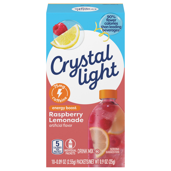 Crystal Light Energy Boost Raspberry Lemonade Drink Mix - 10 ct