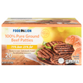 Food Lion 75% Lean 25% Fat 1/4 lb Pure Ground Beef Patties - 20 ct Frozen